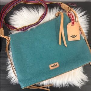 🩵✨ CONSUELA GUADALUPE DOWNTOWN LARGE LEATHER CROSSBODY BAG PURSE Tiffany Blue